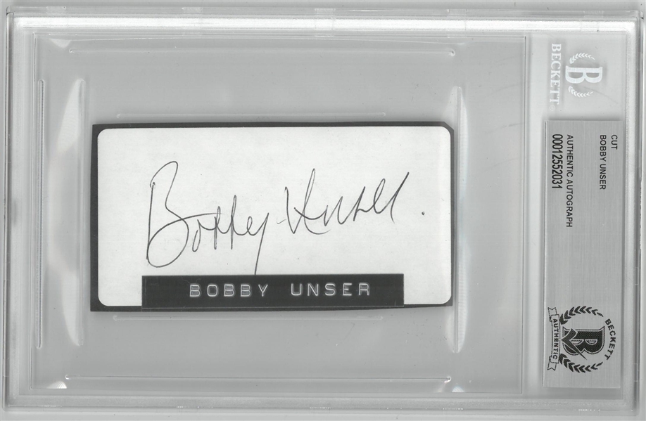 Bobby Unser Autographed 2x4 Cut