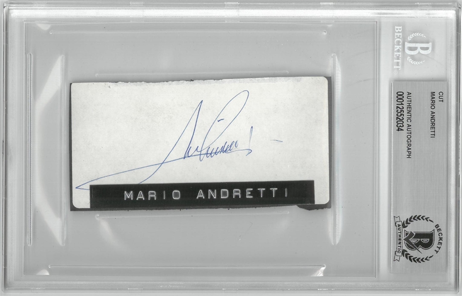 Mario Andretti Autographed 2x4 Cut
