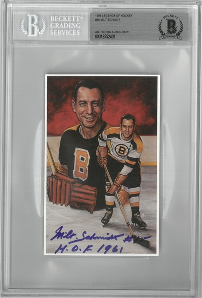 Milt Schmidt Autographed Legends of Hockey Card