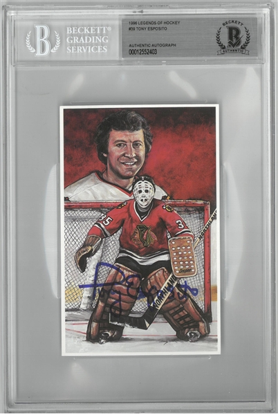 Tony Esposito Autographed Legends of Hockey Card