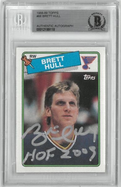 Brett Hull Autographed 1988/89 Topps Rookie Card w/ HOF