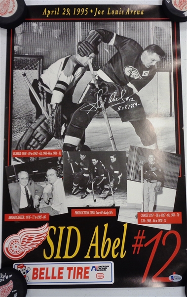 Sid Abel Autographed 14x22 Number Retirement Poster