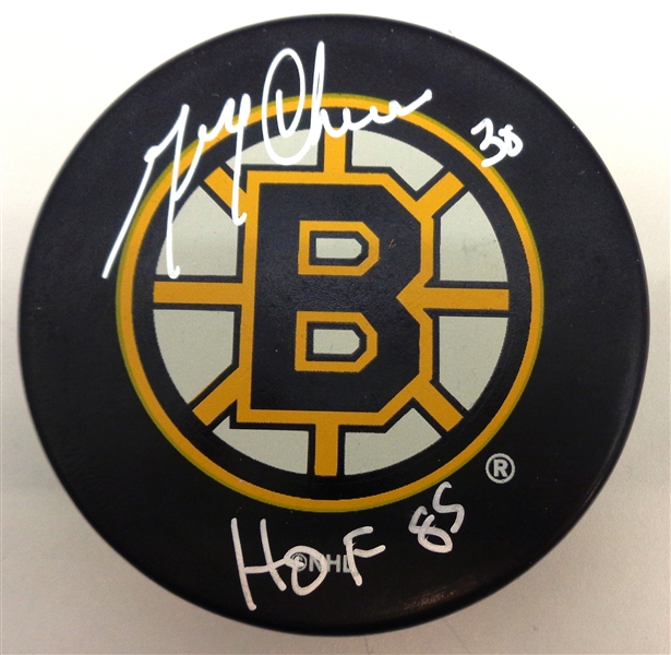Gerry Cheevers Autographed Bruins Puck