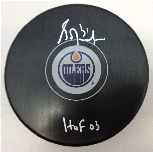 Grant Fuhr Autographed Oilers Puck