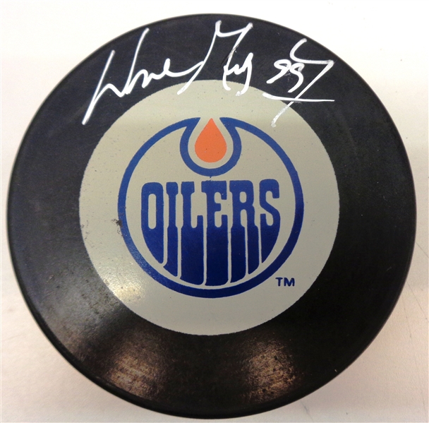 Wayne Gretzky Autographed Oilers Puck