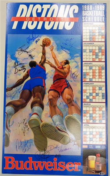 Detroit Pistons 1988/89 Team Signed 18x30