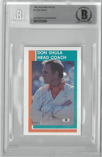 Don Shula Autographed 1982 Police Card