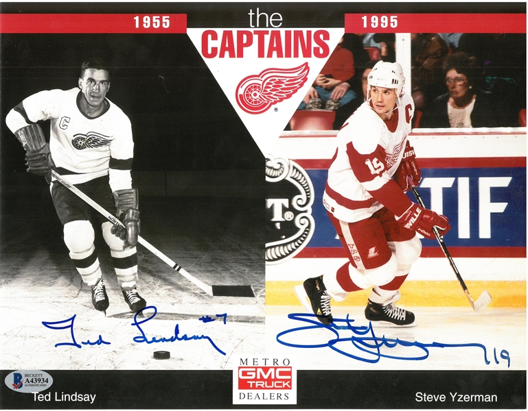 Ted Lindsay & Steve Yzerman Autographed 8.5x11 Photo