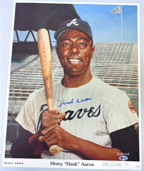 Hank Aaron Autographed 16x20 Lithograph