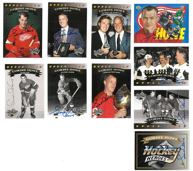 Gordie Howe 10 Card Autographed Upper Deck Card Set