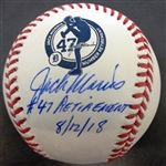 Jack Morris #47 Retirement Autographed Baseball Inscribed