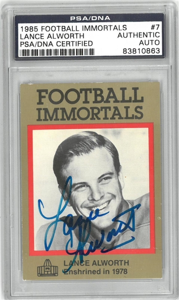 Lance Alworth Autographed 1985 Football Immortals Card