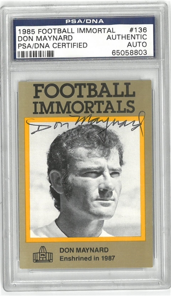 Don Maynard Autographed 1985 Football Immortals Card