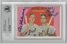1959 Topps Pitchers Beware Signed by Kaline & Maxwell