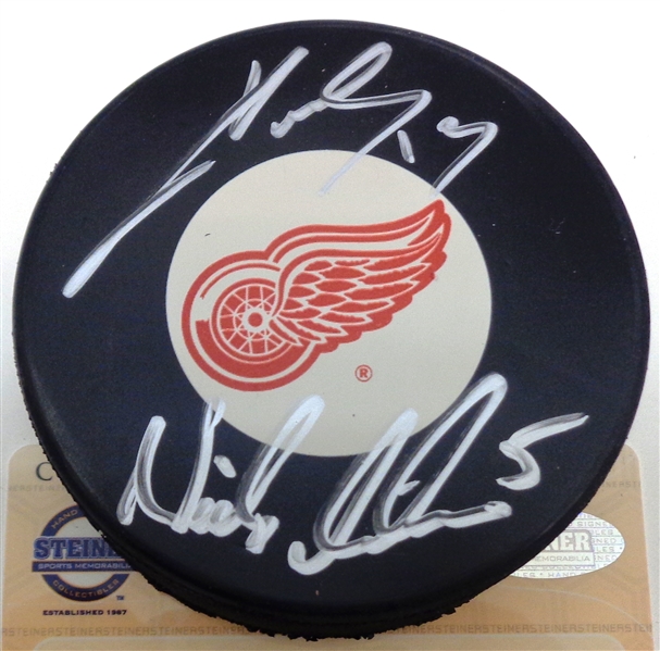Pavel Datsyuk & Nick Lidstrom Autographed Red Wings Puck