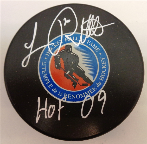 Luc Robitaille Autographed Hall of Fame Puck w/ HOF