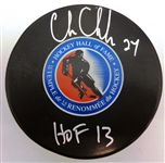Chris Chelios Autographed Hall of Fame Puck w/ HOF