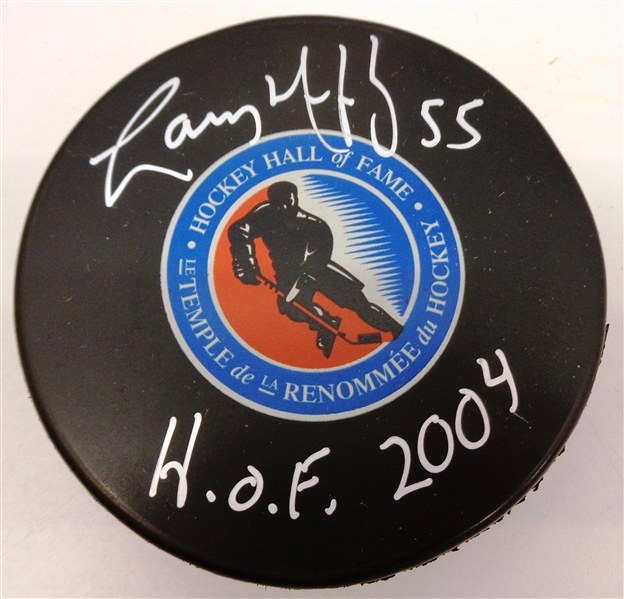 Larry Murphy Autographed Hall of Fame Puck w/ HOF