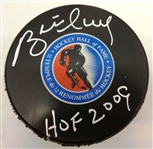 Brett Hull Autographed Hall of Fame Puck w/ HOF
