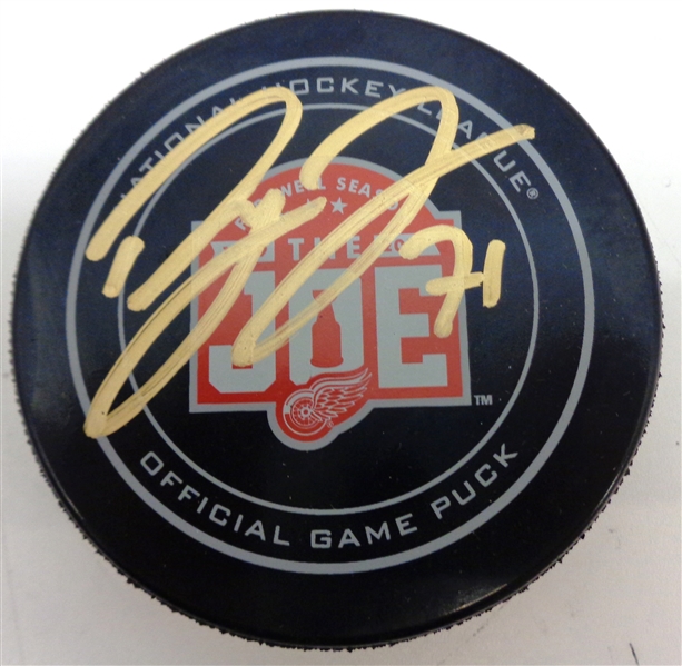 Dylan Larkin Autographed Farewell to the Joe Game Puck
