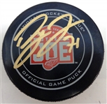 Dylan Larkin Autographed Farewell to the Joe Game Puck