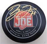 Dylan Larkin Autographed Final Game at the Joe Game Puck (Dated)
