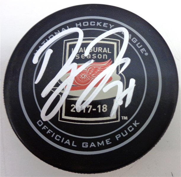 Dylan Larkin Autographed Inaugural Season at LCA Game Puck