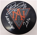 Dylan Larkin Autographed 2016 World Cup Puck Inscribed