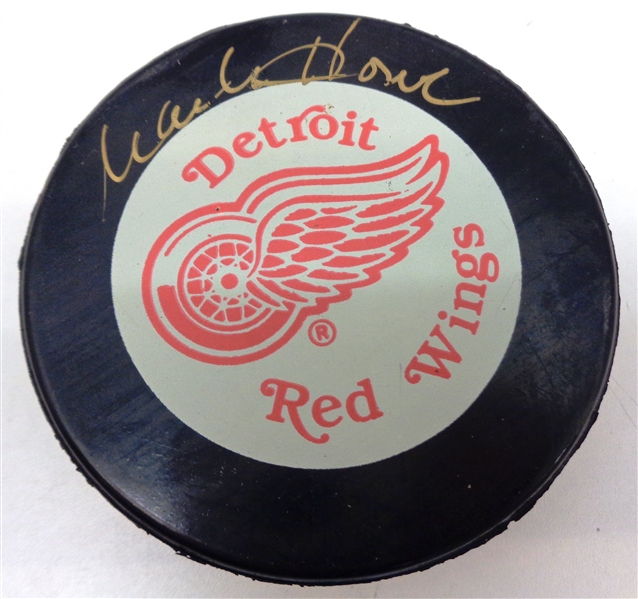 Mark Howe Autographed Red Wings Puck