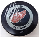 Martin Lapointe Autographed Red Wings Puck