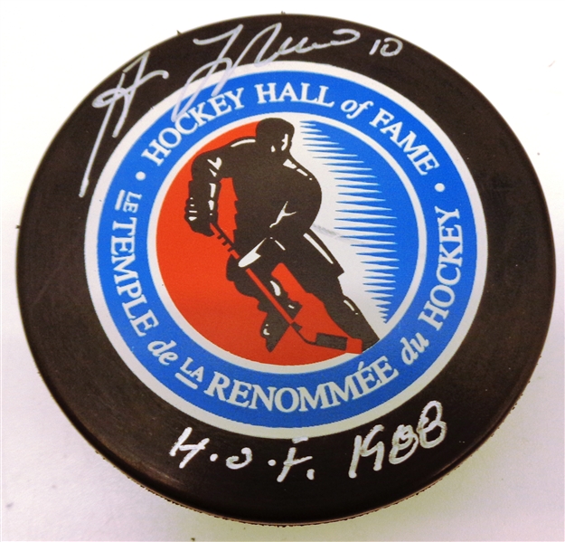 Guy Lafleur Autographed Hall of Fame Puck w/ HOF