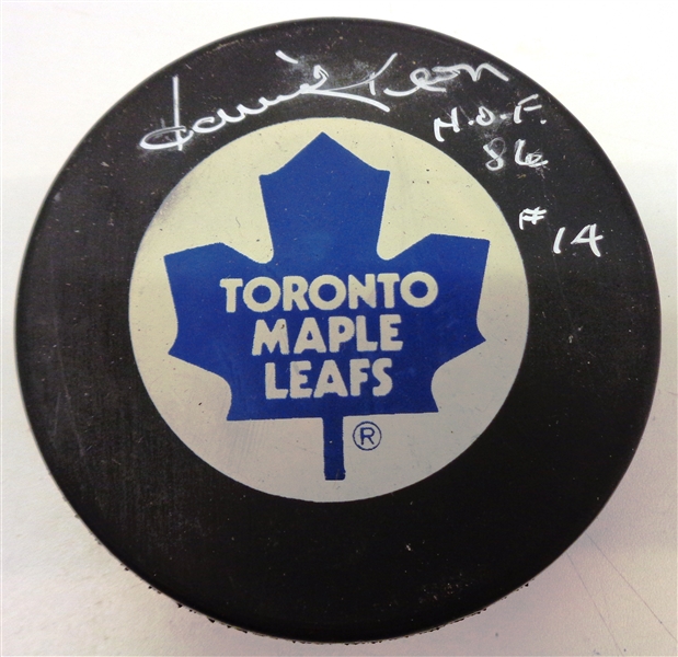 Dave Keon Autographed Maple Leafs Puck w/ HOF