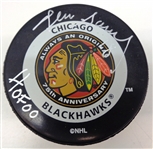 Denis Savard Autographed Blackhawks Puck w/ HOF