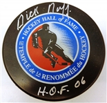 Dick Duff Autographed Hall of Fame Puck w/ HOF