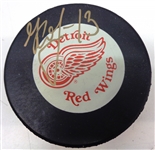 Slava Kozlov Autographed Red Wings Puck