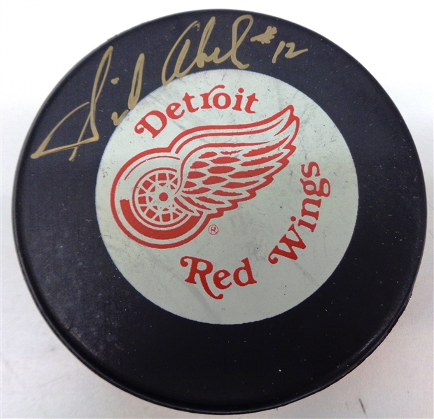 Sid Abel Autographed Red Wings Puck