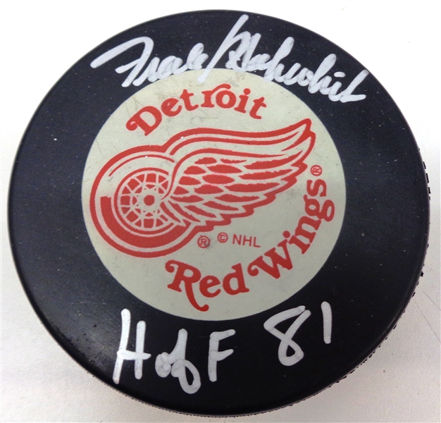Frank Mahovlich Autographed Red Wings Puck w/ HOF