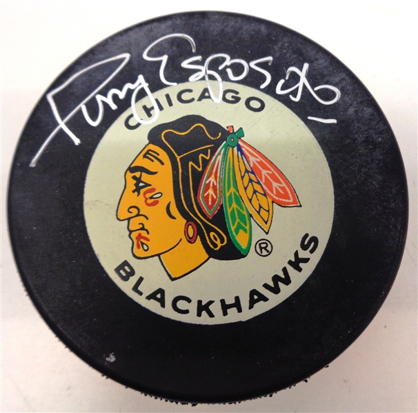 Tony Esposito Autographed Blackhawks Puck