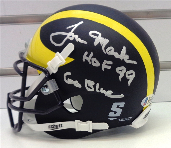 Ty Law & Tom Mack Autographed Michigan Mini Helmet