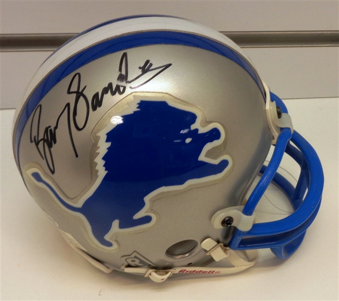 Barry Sanders Autographed Lions Mini Helmet