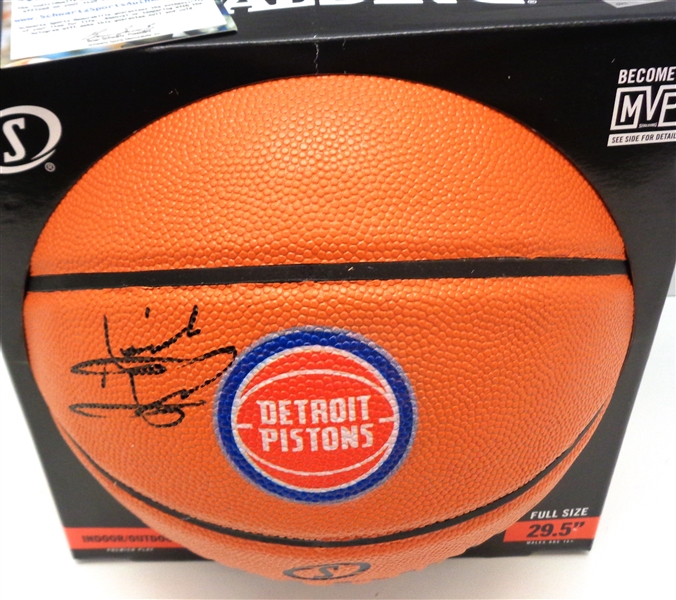Isiah Thomas Autographed Pistons Logo Basketball