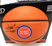 Isiah Thomas Autographed Pistons Logo Basketball