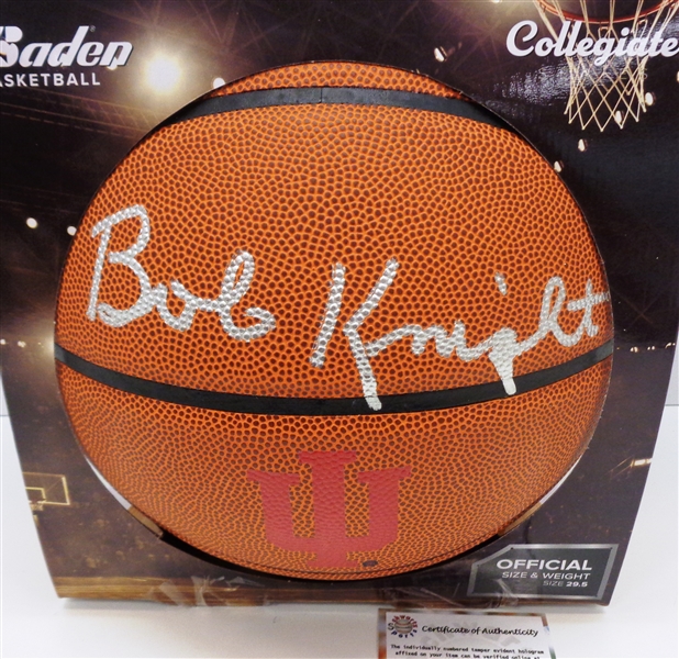 Bobby Knight Autographed Indiana Logo Basketball