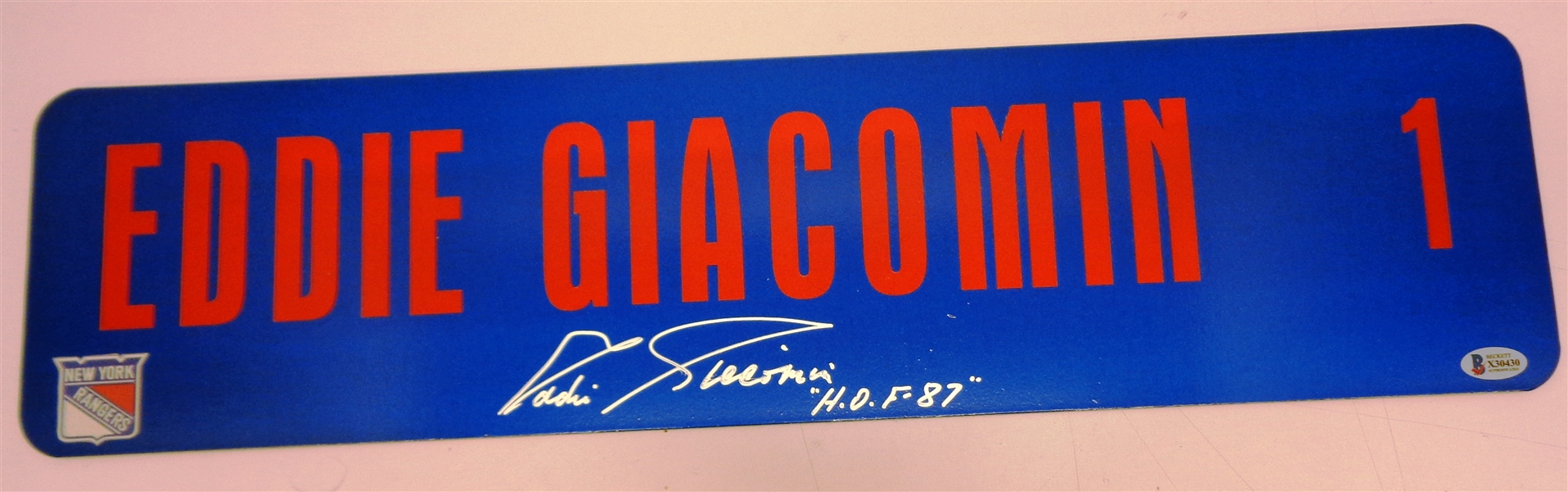 Eddie Giacomin Autographed Street Sign