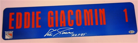 Eddie Giacomin Autographed Street Sign