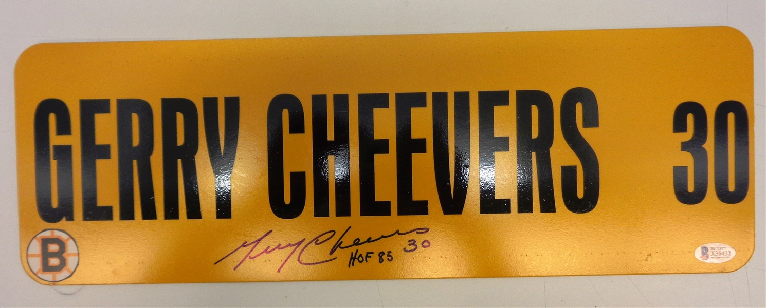 Gerry Cheevers Autographed Street Sign