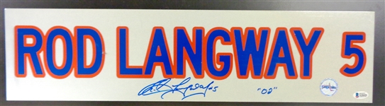 Rod Langway Autographed Street Sign