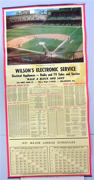 1957 16x33 Baseball Schedule Feat. Briggs Stadium