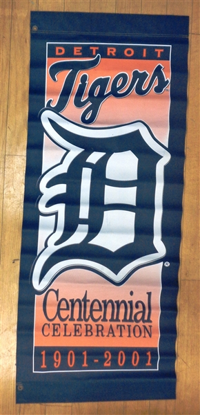 2001 Comerica Park 24x59 Light Pole Banner Detroit Tigers Centennial
