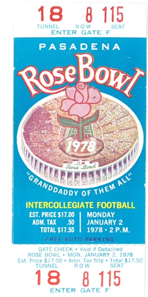 1978 Rose Bowl Ticket - Michigan vs. Washington